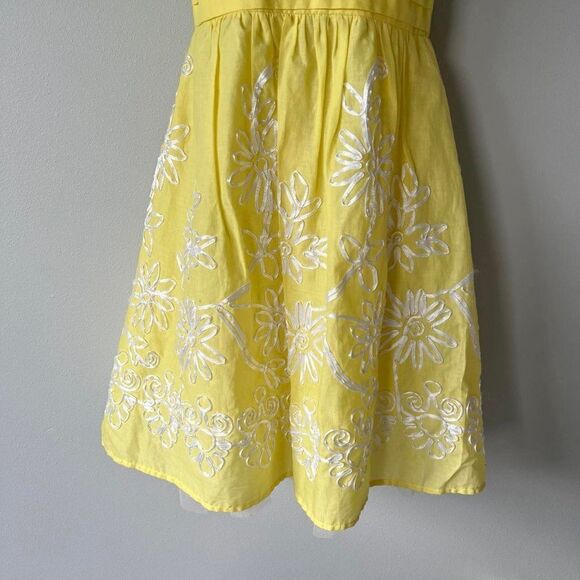 B. Darlin Yellow Floral Embroidered Fit and Flare Dress Size 5/6 - Picture 6 of 10